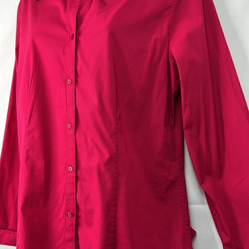 Talbots Fuchsia Pink Button Front Stretch Blouse … - image 4
